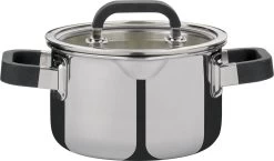 Spring Fusion2+ Hoge Kookpan Met Glasdeksel ø 16 Cm 2 Liter Rvs