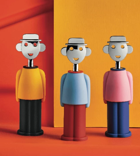 Alessi Alessandro M. Kurkentrekker Kunststof Rvs Geel-zwart 4 Alessi Alessandro M. Kurkentrekker Kunststof Rvs Geel-zwart - Afbeelding 2