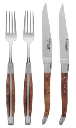 Laguiole En Aubrac Shepherds Cross Steakmessen Met Vorken Thuya Hout 4-delig