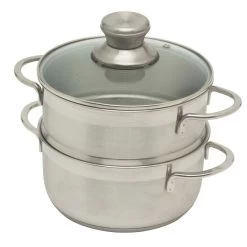 GSW Mirage Stoompan ø 18 Cm Rvs Met Glasdeksel 3-delig