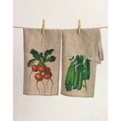 Oldenhof Radish & Peas Handdoek 42 X 60 Cm Linnen 2 Stuks