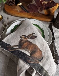 Oldenhof Wild Animals Servet 45 X 45 Cm Linnen 6 Stuks -Boetiekwinkel voor keukengerei 5 printed napkins hare linoroom