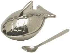 Alessi Colombina Fish Zoutpotje Met Lepel 7,4 X 4,5 X 4,2 Cm Rvs