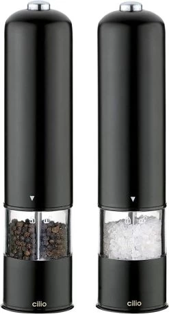 Cilio Bergamo Elektrische Peper- En Zoutmolen 22 Cm Rvs Zwart