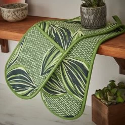 Ulster Weavers Geo Leaves Lange Pannenlap Groen -Boetiekwinkel voor keukengerei geo double oven glove cameo 1