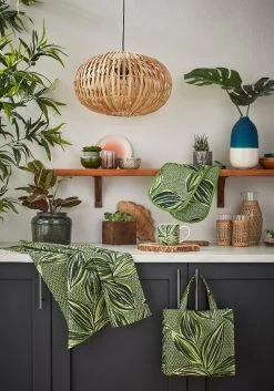 Ulster Weavers Geo Leaves Lange Pannenlap Groen -Boetiekwinkel voor keukengerei geo leaves main 1 1