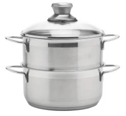 GSW Mirage Stoompan ø 20 Cm Rvs Met Glasdeksel 3-delig