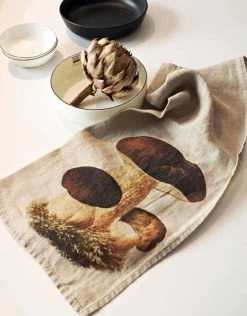 Oldenhof Mushrooms Handdoek 42 X 60 Cm Linnen 2 Stuks -Boetiekwinkel voor keukengerei linen kitchen towels fro mushroom lovers by linoroom 1