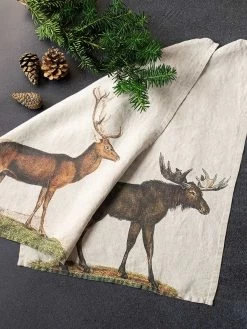 Oldenhof Deer & Moose Handdoek 42 X 60 Cm Linnen 2 Stuks -Boetiekwinkel voor keukengerei linoroom kitchen towels moose and deer lr4