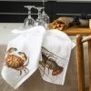 Oldenhof Crab & Lobster Handdoek 42 X 60 Cm Linnen 2 Stuks -Boetiekwinkel voor keukengerei linoroom kitchen towels sea animals vertical lr13