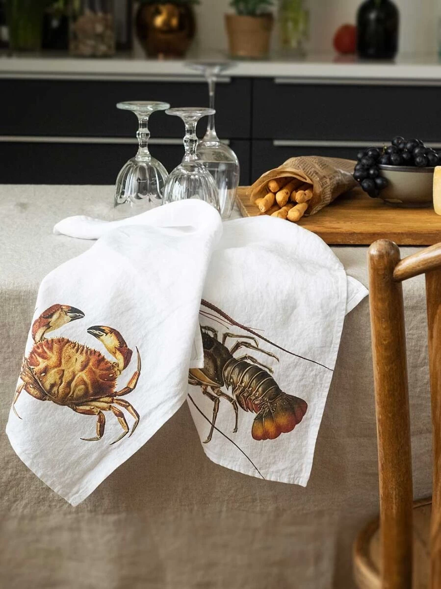 Oldenhof Crab & Lobster Handdoek 42 X 60 Cm Linnen 2 Stuks 3 Oldenhof Crab & Lobster Handdoek 42 X 60 Cm Linnen 2 Stuks