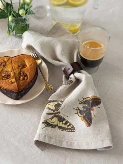 Oldenhof Flying Butterflies Servet 45 X 45 Cm Linnen 6 Stuks -Boetiekwinkel voor keukengerei linoroom napkins butterflies vertical lr