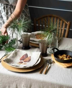 Oldenhof Mushrooms Servet 45 X 45 Cm Linnen 6 Stuks -Boetiekwinkel voor keukengerei linoroom napkins mushrooms lowr3