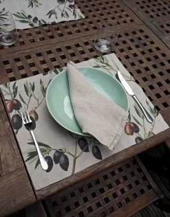 Oldenhof Olives Placemat 35 X 48 Cm Linnen 2 Stuks -Boetiekwinkel voor keukengerei olive print linen placemats 2