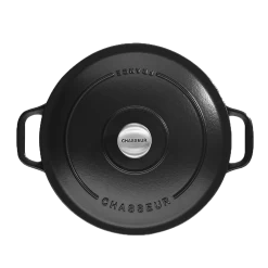 Chasseur Braadpan 4 Liter ø 24 Cm Gietijzer Mat Zwart -Boetiekwinkel voor keukengerei round casserole black01