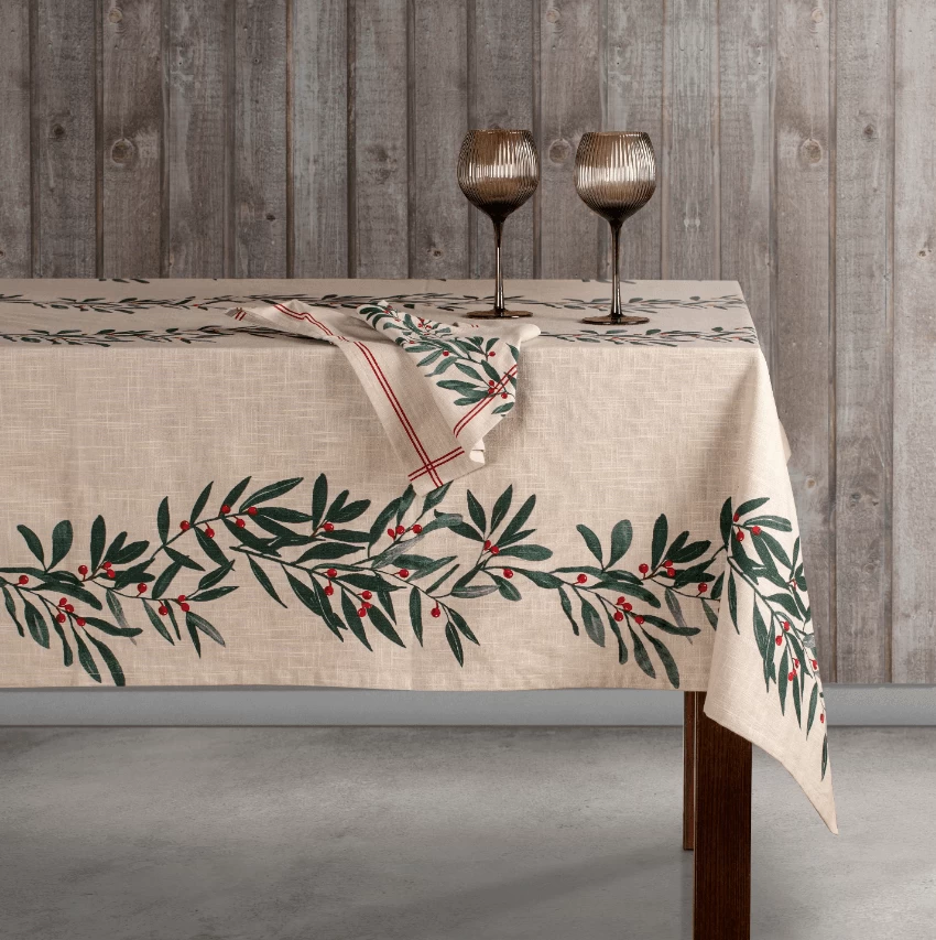 Ladelle Garland Servet 45 X 45 Cm Katoen Beige/rood 4-delig 4 Ladelle Garland Servet 45 X 45 Cm Katoen Beige/rood 4-delig - Afbeelding 2