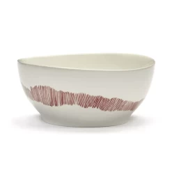 Serax Feast By Ottolenghi Kom S ø 15 Cm H 7 Cm Aardewerk White + Swirl-Stripes Red