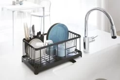 Yamazaki Tower Afdruiprek Staal Zwart -Boetiekwinkel voor keukengerei sink drainer wire basket tower black 2