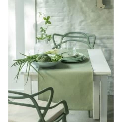 Finesse Monaco Tafelloper 140 X 45 Cm Kunstleer Denim Grey -Boetiekwinkel voor keukengerei univ 2 2 8