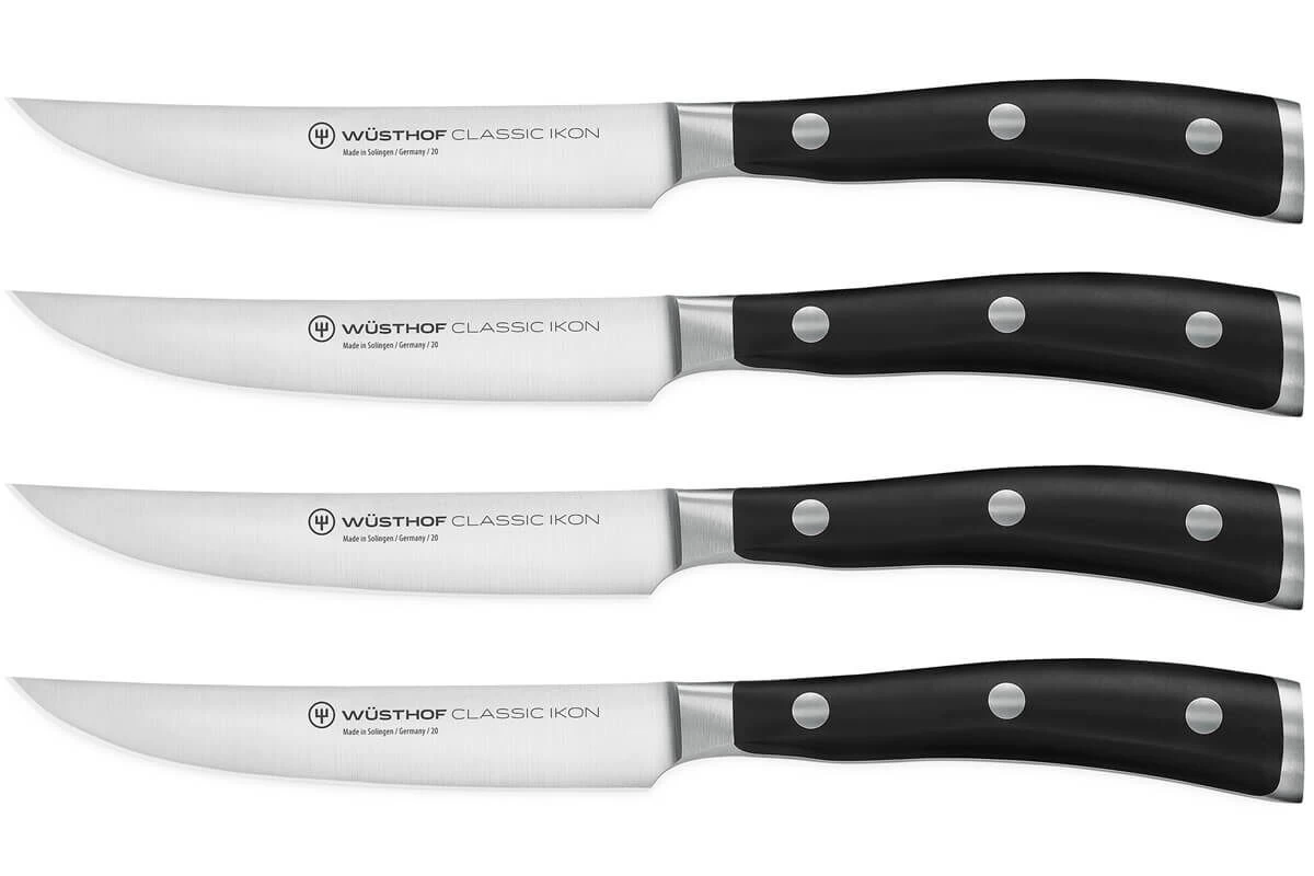 Wüsthof Classic Ikon Steakmessenset Messenstaal 4 Stuks 3 Wüsthof Classic Ikon Steakmessenset Messenstaal 4 Stuks